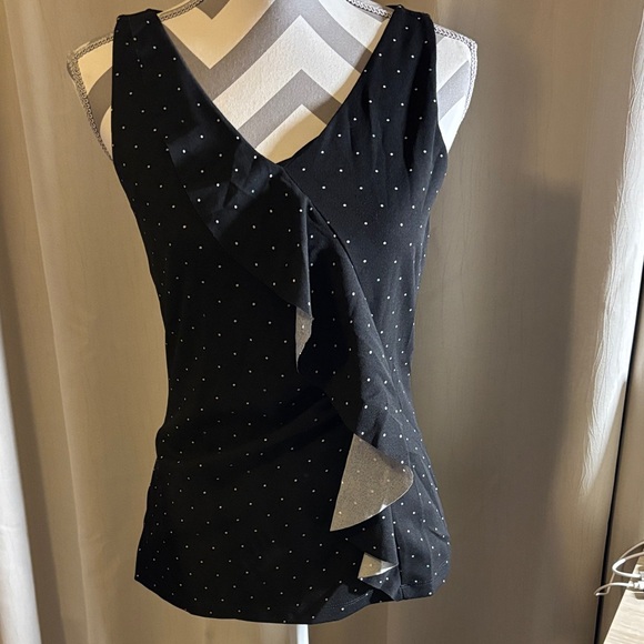 Ann Taylor Black and White Polka Dot Ruffle Blouse - Picture 3 of 7